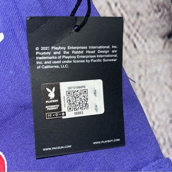 NWT Happy Camper Playboy X PacSun Purple Graphic Sweatshorts Shorts Size Small - Picture 3 of 12